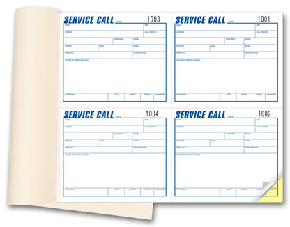 4 Service Call Book 5 x 4 1/4" Each 8 1/2 x 11" - 3 Books