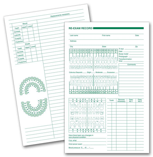 4058 Dental Prosthetic ReExam Records Primary and Permanent Arch 5 1/2 x 8 1/2" QTY 250