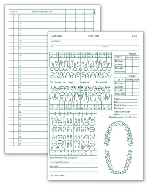 534 Dental Exam Records Two-Sided 5 x 7 3/4" QTY 250