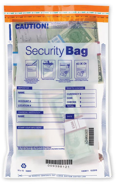 53853 Single Pocket Deposit Bag Clear 10 x 15" - QTY 100 BAGS