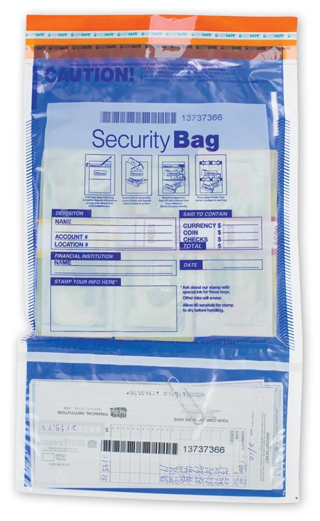 53858 Dual Pocket Deposit Bag Clear Front Opaque Back - 100 BAGS