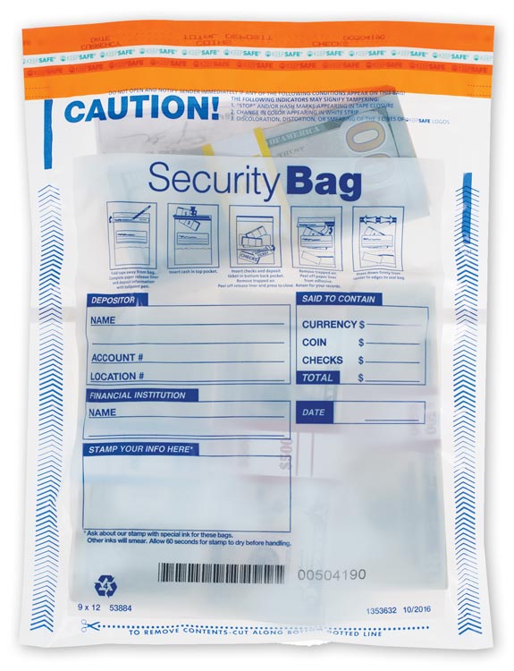 53884 Dual Pocket Deposit Bag Clear 9 x 12" - QTY 100 BAGS