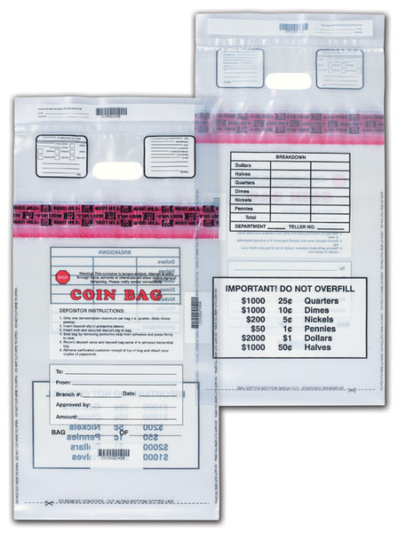 53960 Heavy Duty Coin Deposit Bag Clear Large 12 x 20" - QTY 100 BAGS