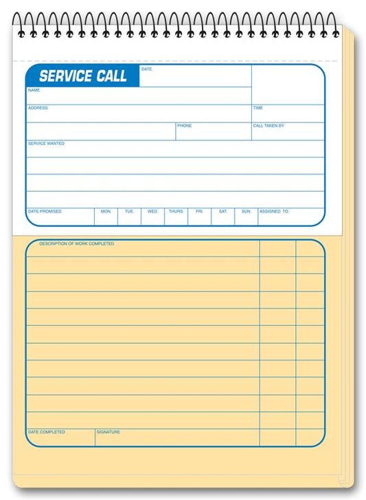 7 Service Call Slip Service Order Book 5 1/2 x 8" QTY 6 Books