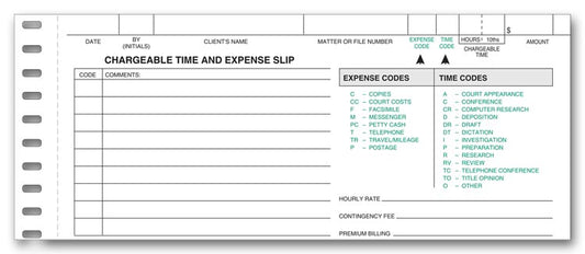 7302 Chargeable Time Expense Slip 7 x 5" QTY 500