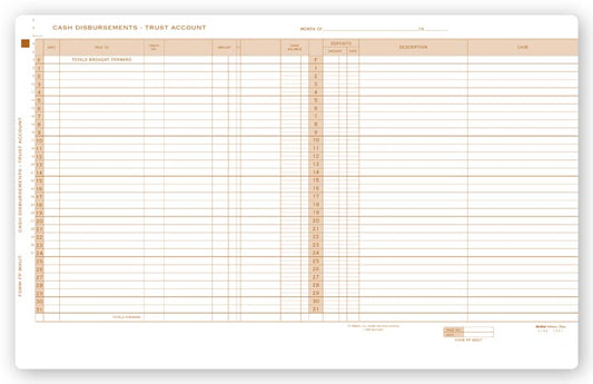 800JT Legal Trust Account Journal 17 1/2 x 11" QTY 25