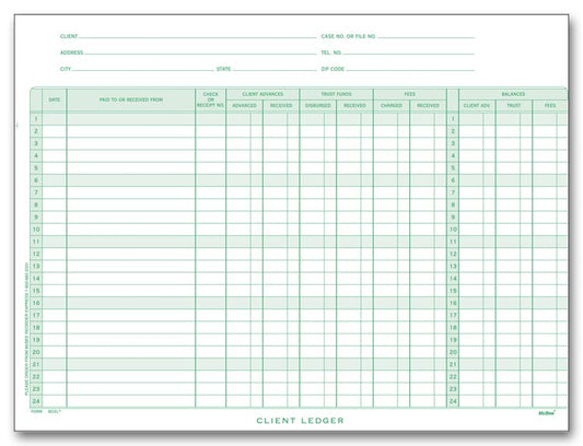 803L Legal Client Deckled Ledger 11 5/16 x 8 1/2" QTY 25