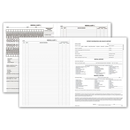 D103 Four Page Dental Exam Record No Treatment Plan 11 x 17" QTY 100