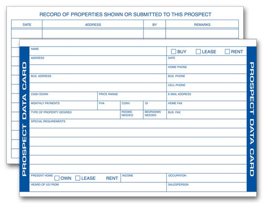 D146 Real Estate Prospect Cards 4 x 6" QTY 500