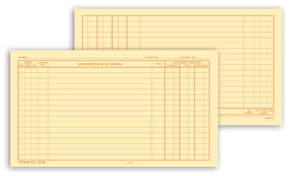 D38 Dental Continuation Form for Folder-Style Records 5 x 8" QTY 250