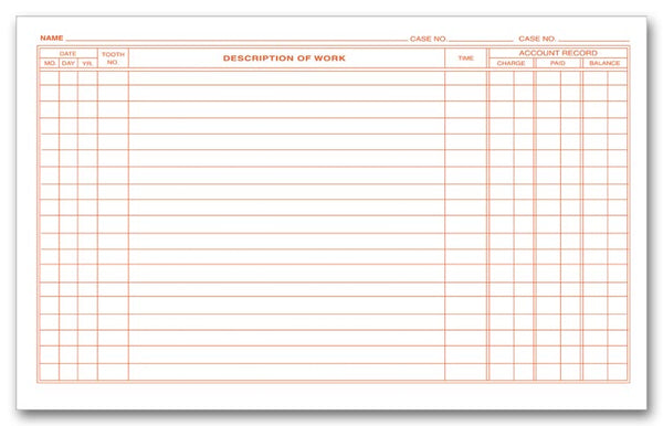 D58 Dental Continuation Exam Records 2 Sided Card Style 5 x 8" QTY 250
