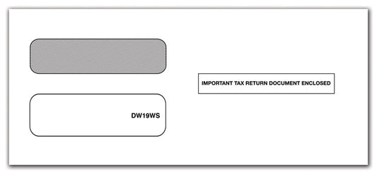 DW19WS FORMERLY TF22222 1099 Tax Form Double Window Envelope Self Seal