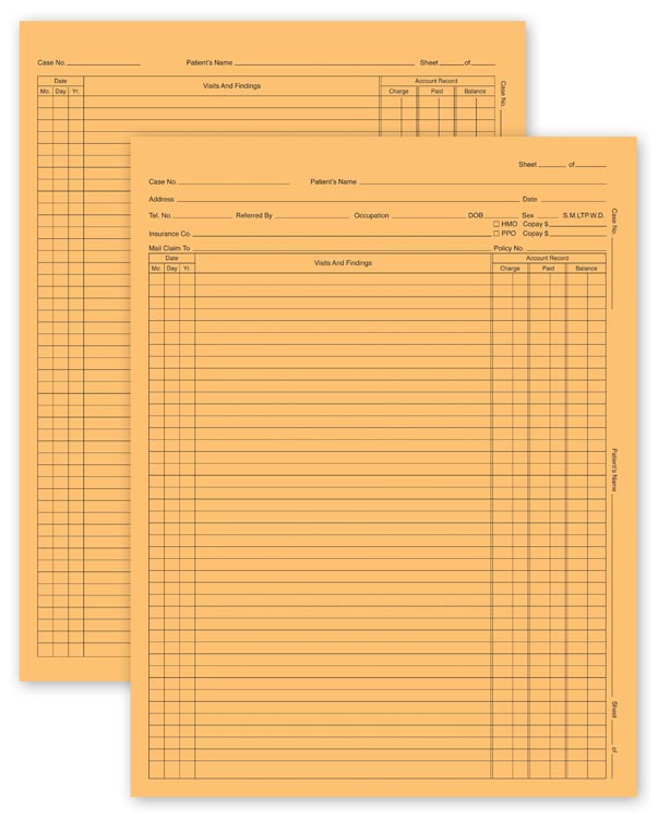 H3551 General Patient Exam Records Letter Style 8 1/4 x 10 3/4" QTY 100
