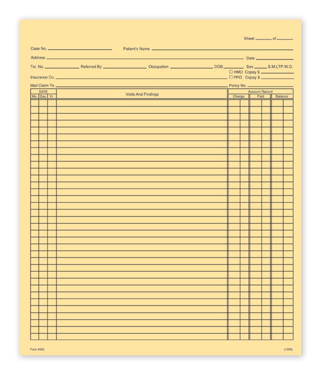 H355 General Patient Exam Records Folder Style 9 1/2 x 8" QTY 100