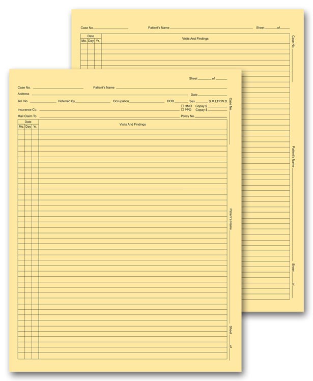 H3561 General Patient Exam Records Letter Style W/o Account Record 8 1/4 x 10 3/4" QTY 100