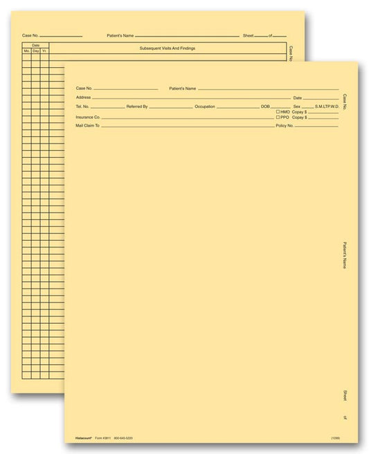 H3811 General Exam Record Without Account Record Letter Style 8 1/4 x 10 3/4" QTY 100