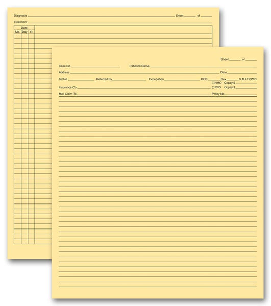 H381 General Patient Exam Records Folder Style W/o Account Record 9 1/2 x 8"QTY 100