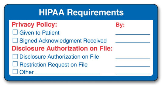 HIP01 HIPAA Requirements Label 4 x 2" QTY 500