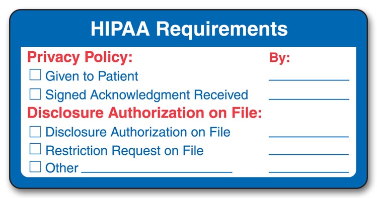 HIP01 HIPAA Requirements Label 4 x 2" QTY 500