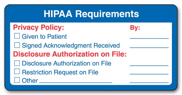 HIP01 HIPAA Requirements Label 4 x 2" QTY 500