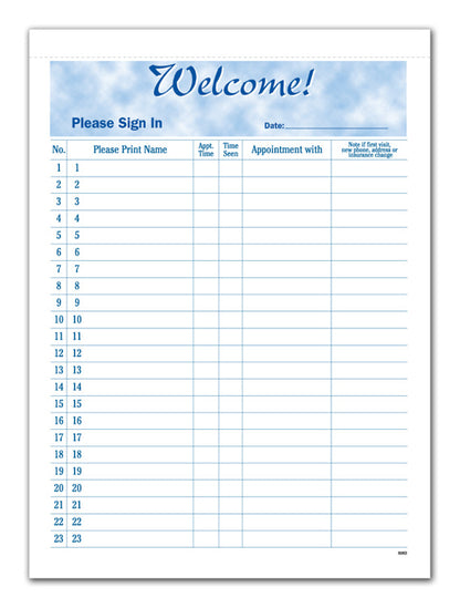 M6060 HIPAA Compliant Security Sign in Sheets 8 1/2 X 11 5/8" QTY 100