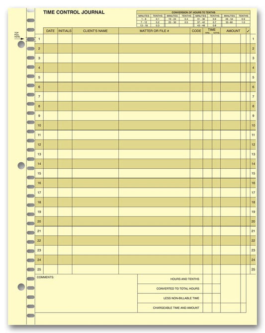 P417 Time Control Journals Attorney 8 1/2 x 11" QTY 100