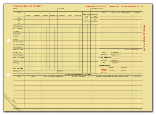 R8200 Travel Expense Report 11 3/4 x 8 1/2" QTY 250