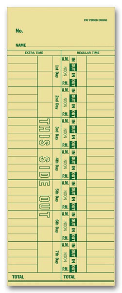 R9311 Weekly Time Cards 3 1/2 x 9" QTY 500