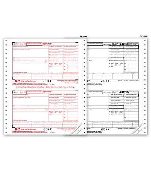 TF2106 Continuous W-2 Twin Sets 6-part 8 1/2 x 5 1/2" QTY 25