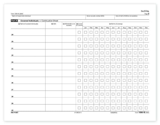 TF5095N Laser 1095B ACA IRS Copy Continuation Sheet 8 1/2 x 11"  QTY 25