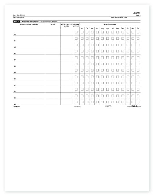 TF5096C Laser 1095C ACA Continuation Sheet 8 1/2 x 11" QTY 25