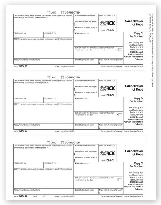 TF5139 Laser 1099-C Copy C 8 1/2 x 11"  QTY 100