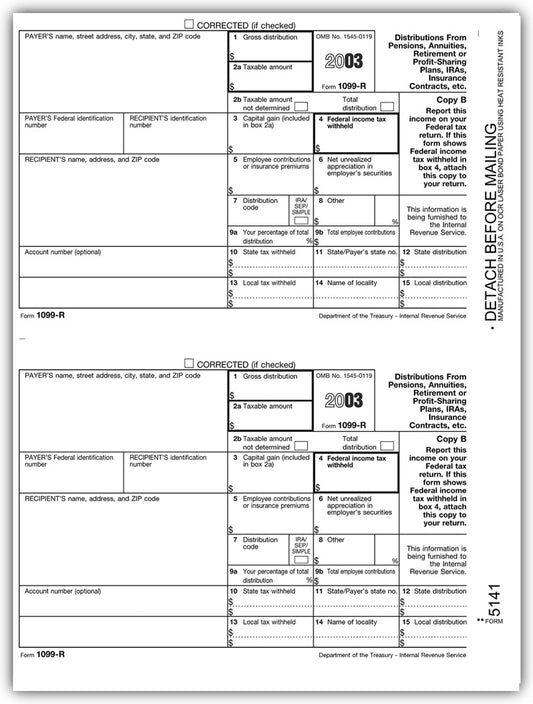 TF5141 Laser 1099-R Copy B 8 1/2 x 11"  QTY 100