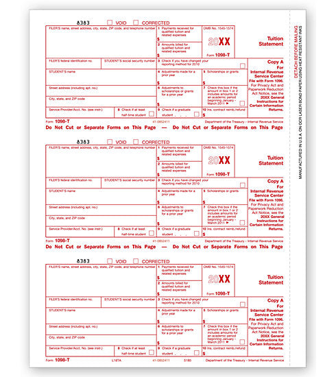 TF5180B Laser 1098-T Federal Copy A Bulk 8 1/2 x 11"  QTY 1 Carton