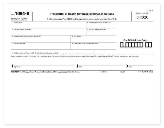 TF5400 Laser ACA 1094B Transmittal Health Coverage 8 1/2 x 11" QTY 25