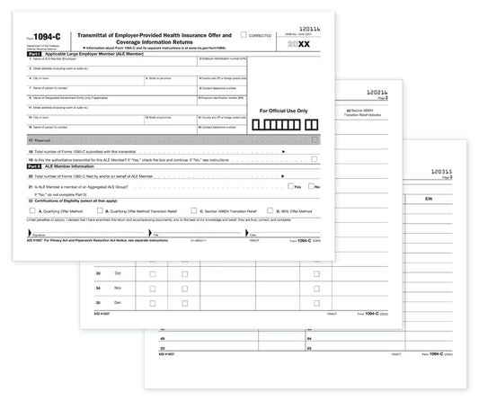 TF5500 Laser ACA 1094C Transmittal Employer Provided Health Coverage 8 1/2 x 11"  QTY 25