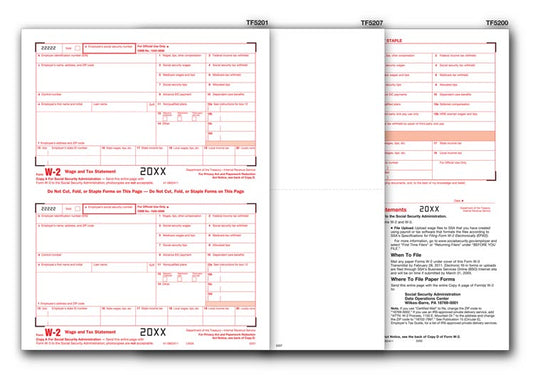 TF5639 Blank Laser W-2 Set, 4-part 8 1/2 x 11"  QTY 50 Sets