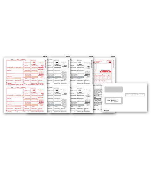 TF6102E Laser 1099-MISC Income 3-Part Set With Envelopes 8 1/2 x 11" QTY 10 Sets