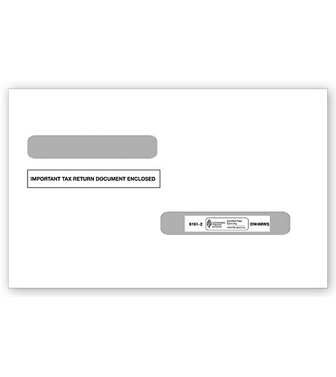 TF61612 2023 Double-Window Self-Seal Envelope for 4-up Laser W-2 and Laser 1099-R 9 x 5 5/8" QTY 25
