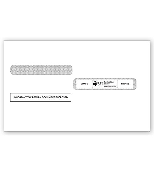 TF99992 Laser W-2 Double-Window Self-Seal Envelope 9 x 5 5/8" QTY 25